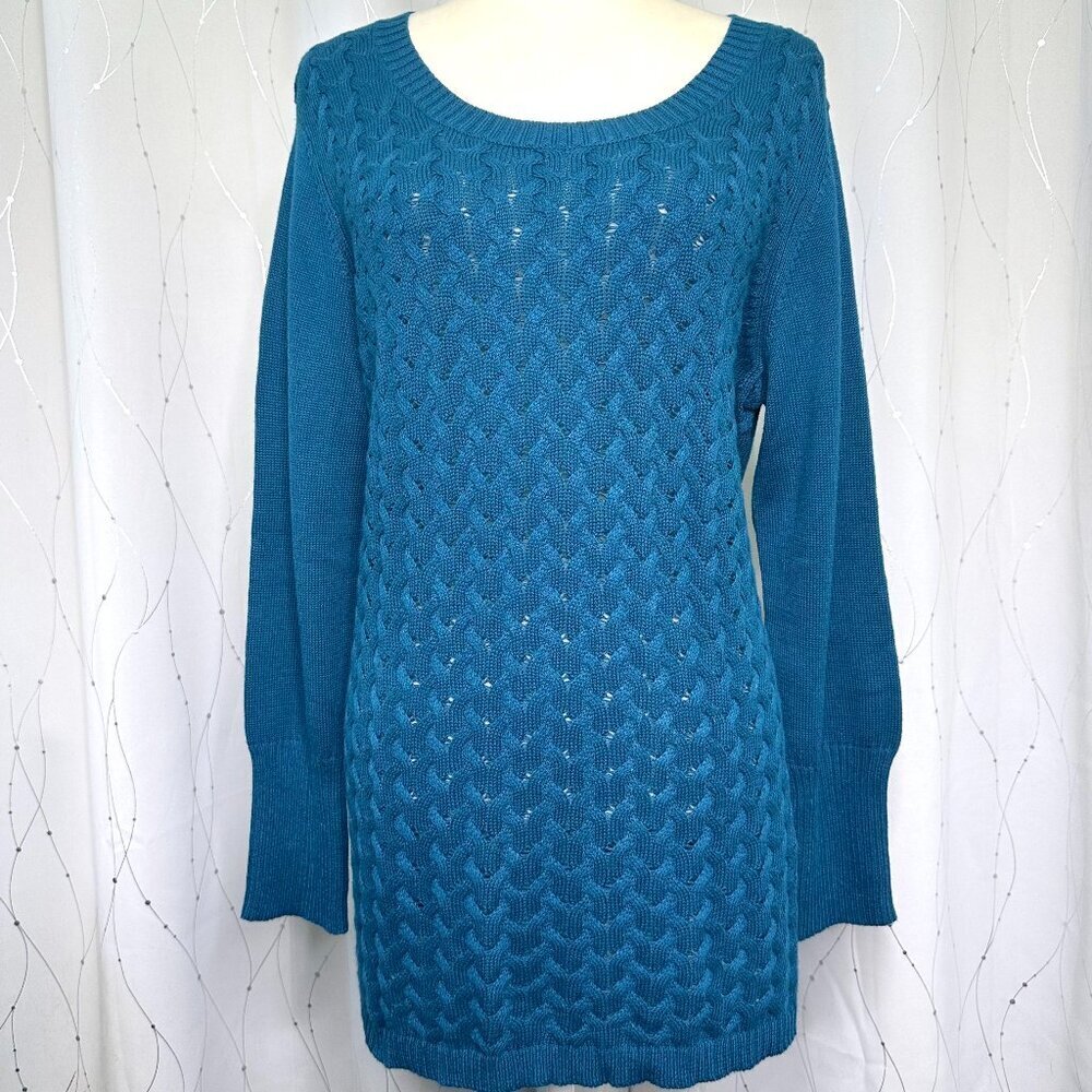 ColdWater Creek Dark Baby Blue Pull Over Long Sleeve Sweater   Make Offer!